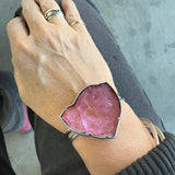 pink tourmaline slice cuff bracelet