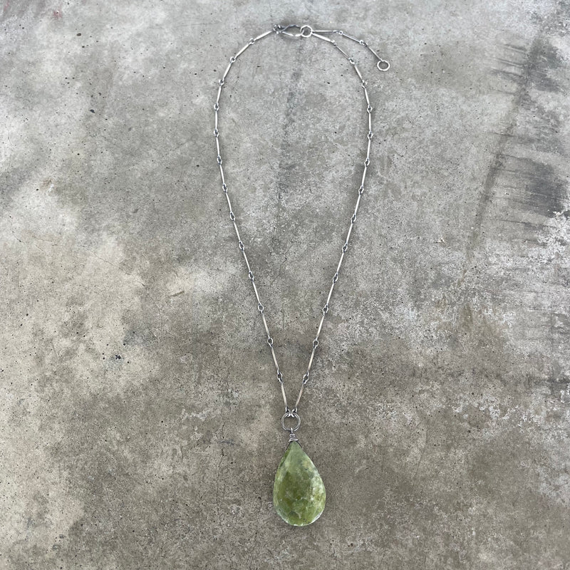large vesuvianite teardrop necklace
