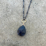 small 2 tone single stine necklace with spectralite - Lisa Crowder Studio