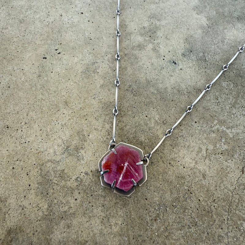 natural ruby geometric necklace