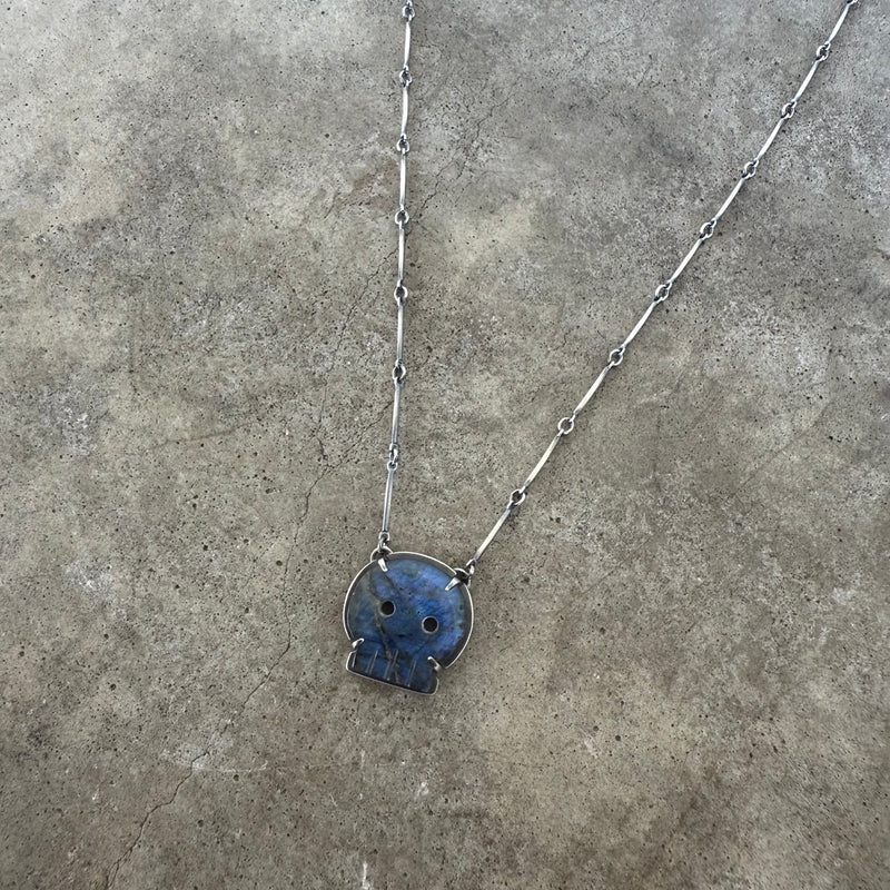 labradorite skull necklace