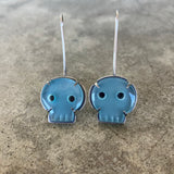 aqua chalcedony skull earrings