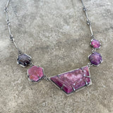 5 piece ruby sapphire geometric necklace