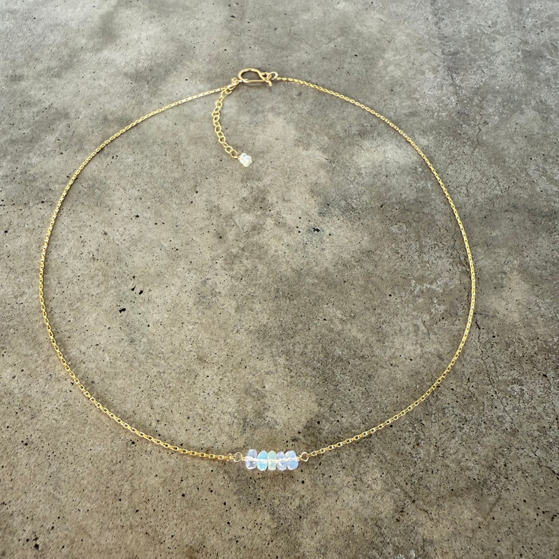 welo opal single tiny stone necklace