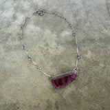 pink tourmaline slice necklace