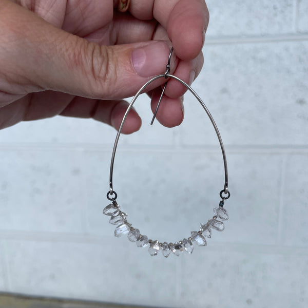 herkimer diamond cluster arc earrings