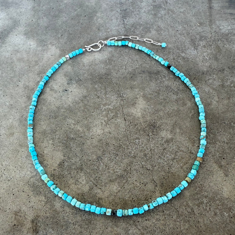 faceted turquoise cube necklace