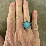 aqua chalcedony freeform ring