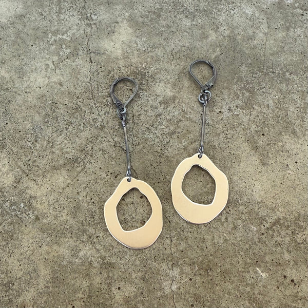 small thin rough cut two tone earrings