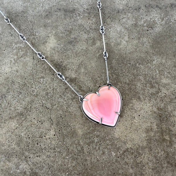 small pink conch heart necklace
