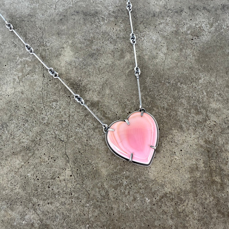 small pink conch heart necklace