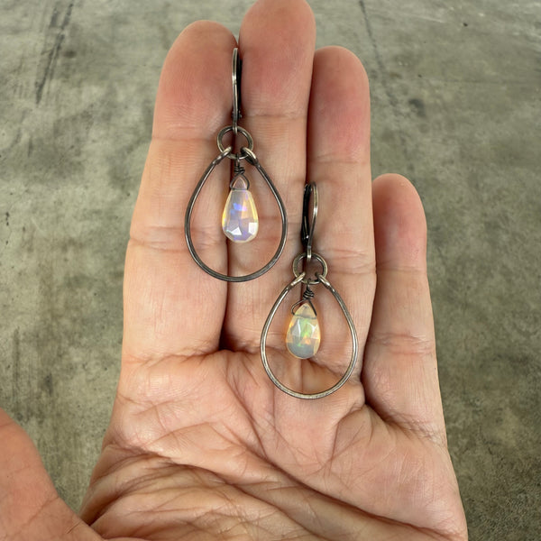 welo opal stirrup earrings