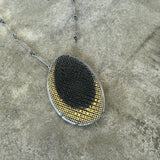 half moon enamel mesh necklace