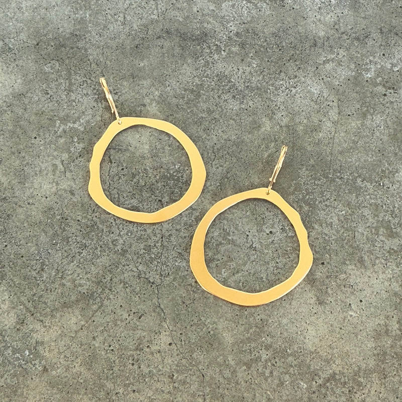 rough cut narrow hoop earrings-vermeil