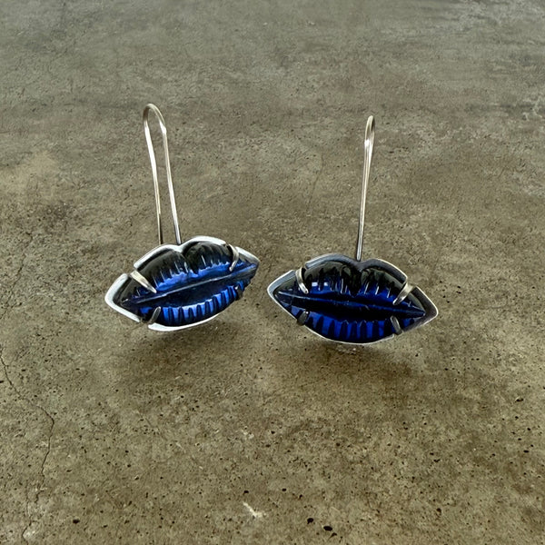 labradorite lip earrings