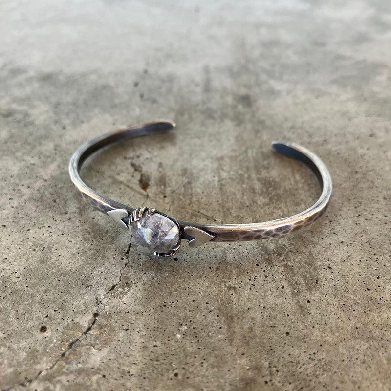 salt & pepper diamond heart cuff bracelet