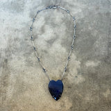 large elongated labradorite heart necklace
