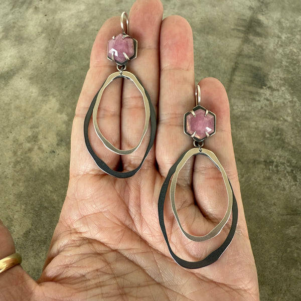 sapphire double rough cut earrings