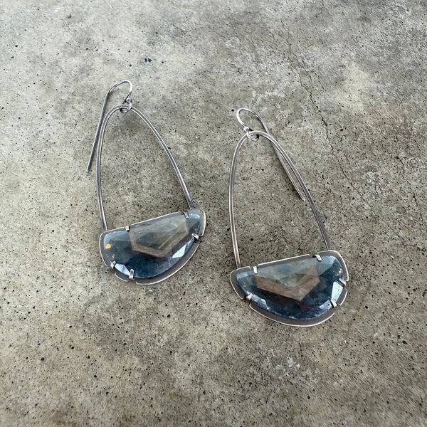 sapphire arc earrings