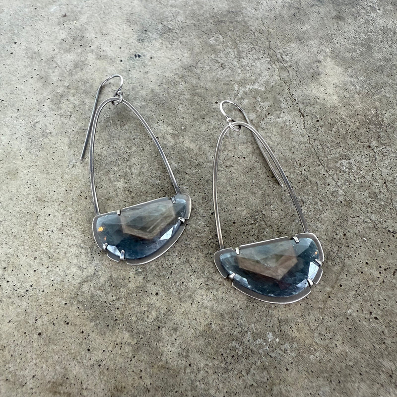 sapphire arc earrings