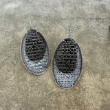 enamel mesh half moon earrings-silver - Lisa Crowder Studio
