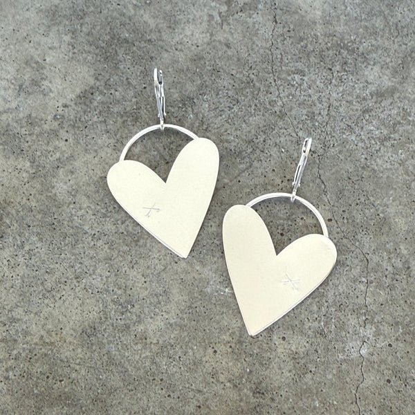 large asymmetrical heart earrings