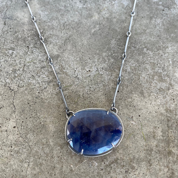 natural sapphire freeform necklace