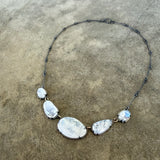 5 piece rainbow moonstone 2 tone necklace - Lisa Crowder Studio