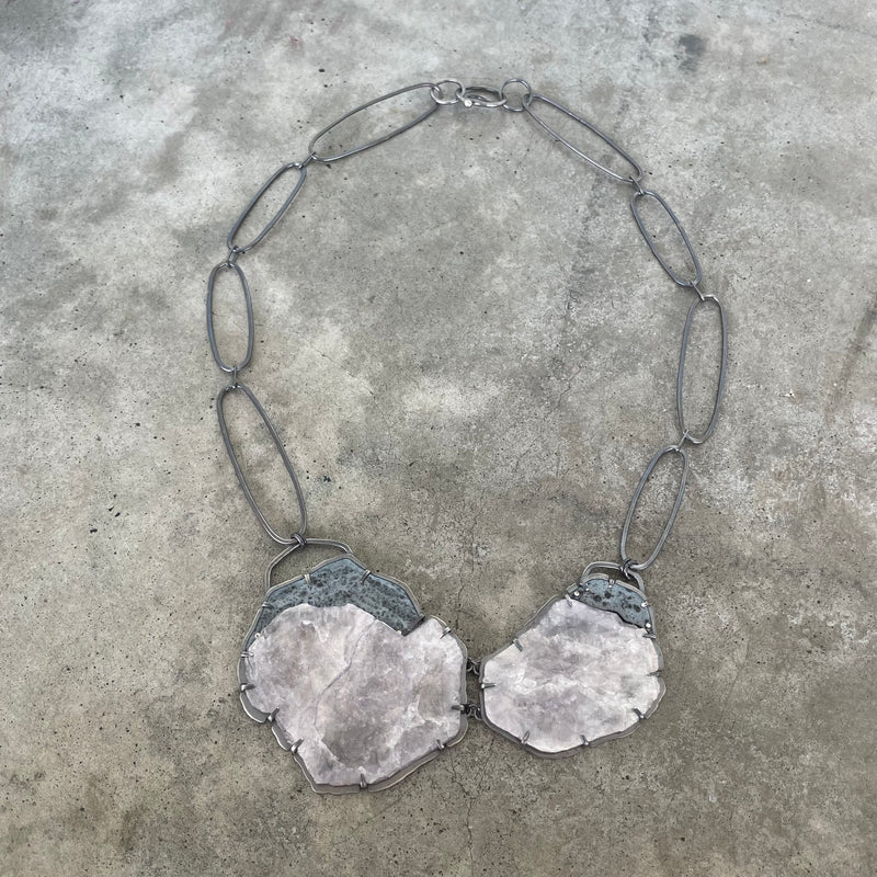 lepidolite and enamel necklace