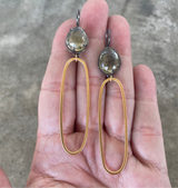 citrine long oval earrings