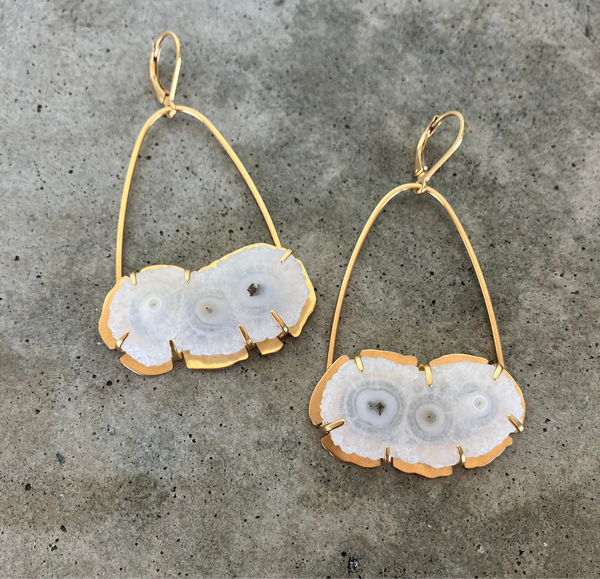 solar quartz arc earrings