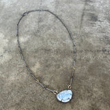 rainbow moonstone two tone freeform necklace