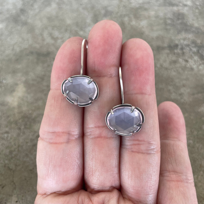 faceted freeform rose quartz earrings