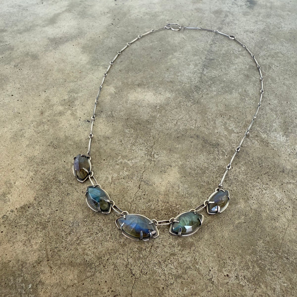 5 piece marquise labradorite necklace