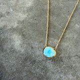 rose cut larimar necklace-med/gold