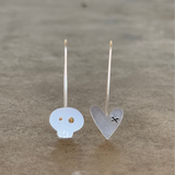 heart & skull drop earrings