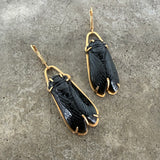black obsidian cicada earrings