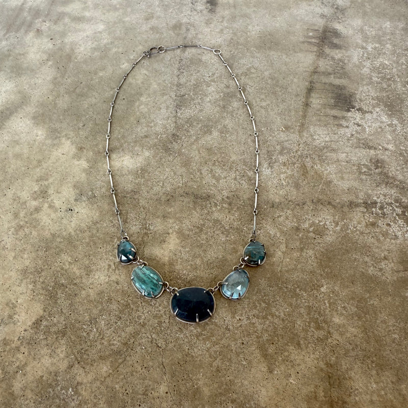 5 stone blue mix necklace