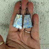 rainbow moonstone geometric earrings