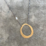 two tone thin rough cut necklace with opal