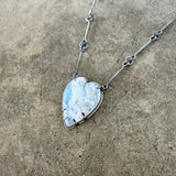 rainbow moonstone long heart necklace