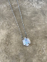 rainbow moonstone hexagon necklace