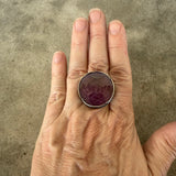 faceted round ruby ring