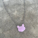 enamel pink cat necklace