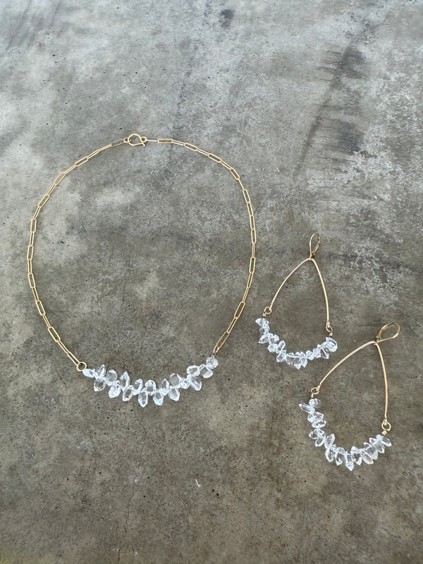 herkimer diamond cluster arc earrings