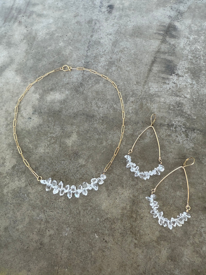 herkimer diamond cluster arc earrings