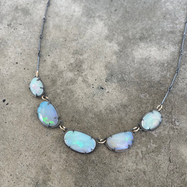 welo opal 5 stone necklace