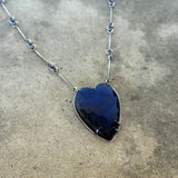 large elongated labradorite heart necklace
