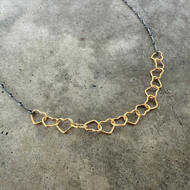 string of heart two tone necklace