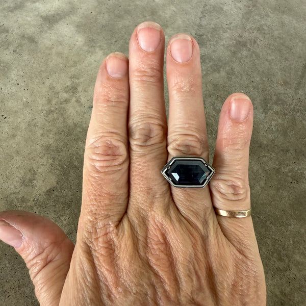 geometric sapphire ring